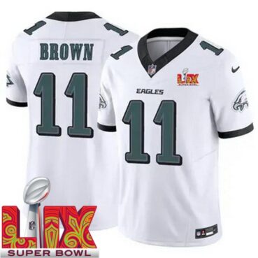 Youth Philadelphia Eagles A.J. Brown #11 White 2024 2025 Super Bowl LIX F U S E
Stitched NFL Jersey