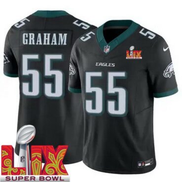 Youth Philadelphia Eagles Brandon Graham #55 Black 2024 2025 Super Bowl LIX F U
S E Stitched NFL Jersey