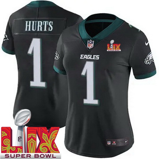 Women Philadelphia Eagles Jalen Hurts #1 Black 2024 2025 Super Bowl LIX F U S E
Stitched NFL Jersey