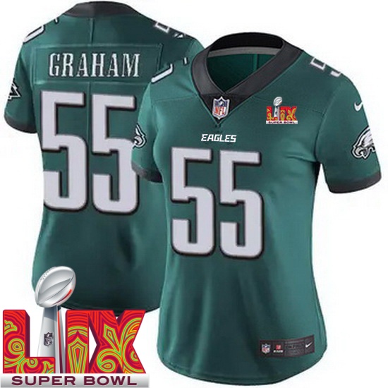 Women Philadelphia Eagles Brandon Graham #55 Green 2024 2025 Super Bowl LIX F U
S E Stitched NFL Jersey