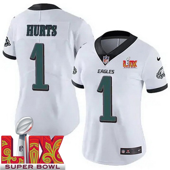 Women Philadelphia Eagles Jalen Hurts #1 White 2024 2025 Super Bowl LIX F U S E
Stitched NFL Jersey