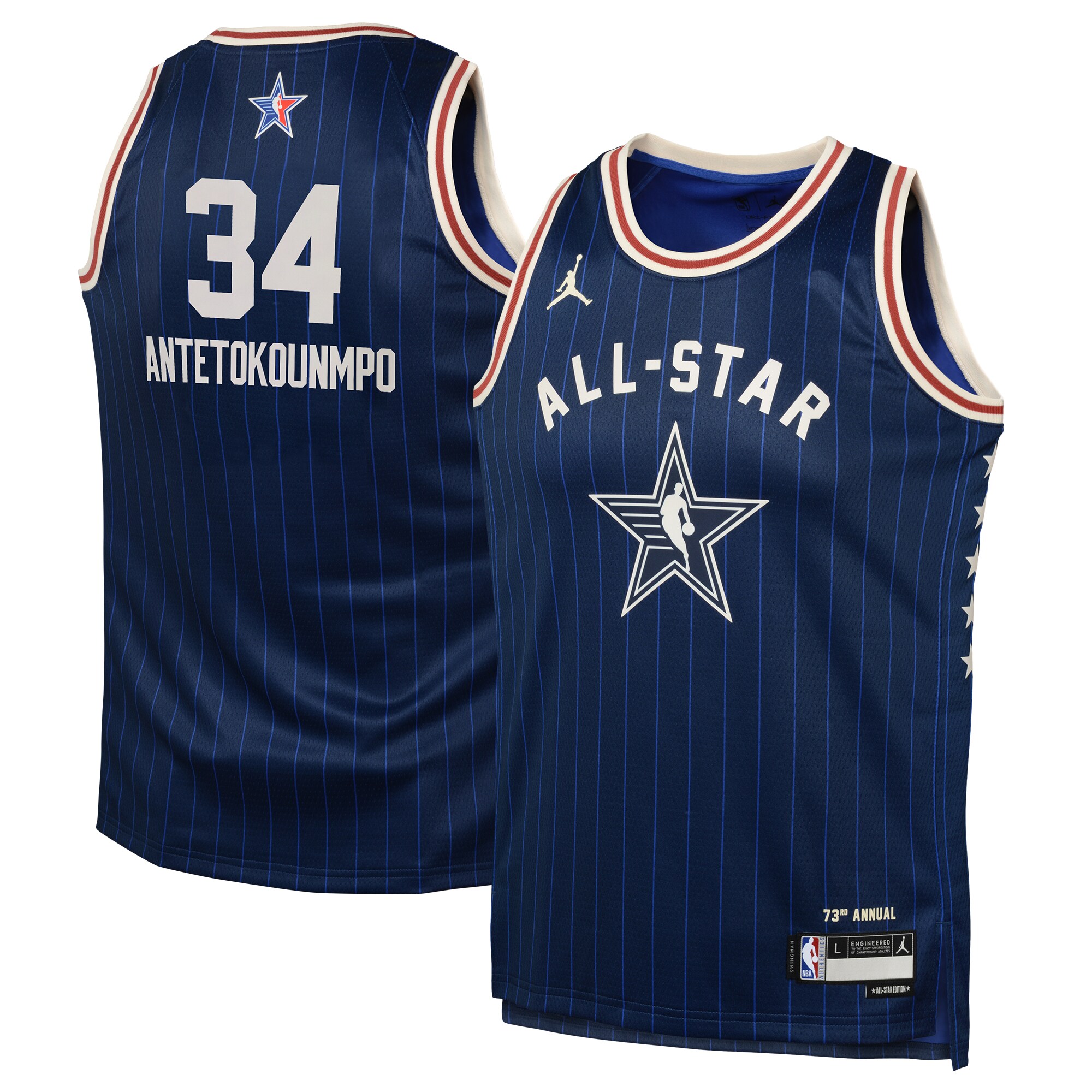 Giannis Antetokounmpo Jordan Brand Youth 2024 NBA All-Star Game Swingman Jersey - Navy